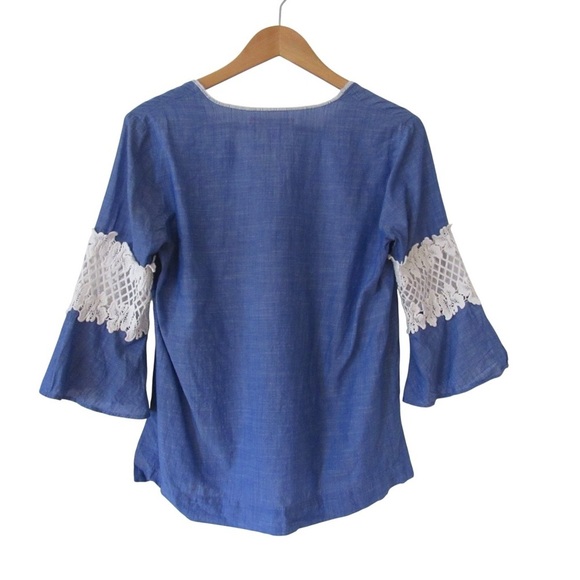 Lilly Pulitzer Amelia Island Flounce Sleeve Tunic Top XS Blue Preppy Nautical - Picture 2 of 10